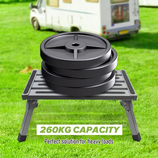 Inklapbaar opstapje voor caravans - antislip rubberen mat - SUV camping - keuken badkamer - voetenbank van MM Brands — afbeelding 2