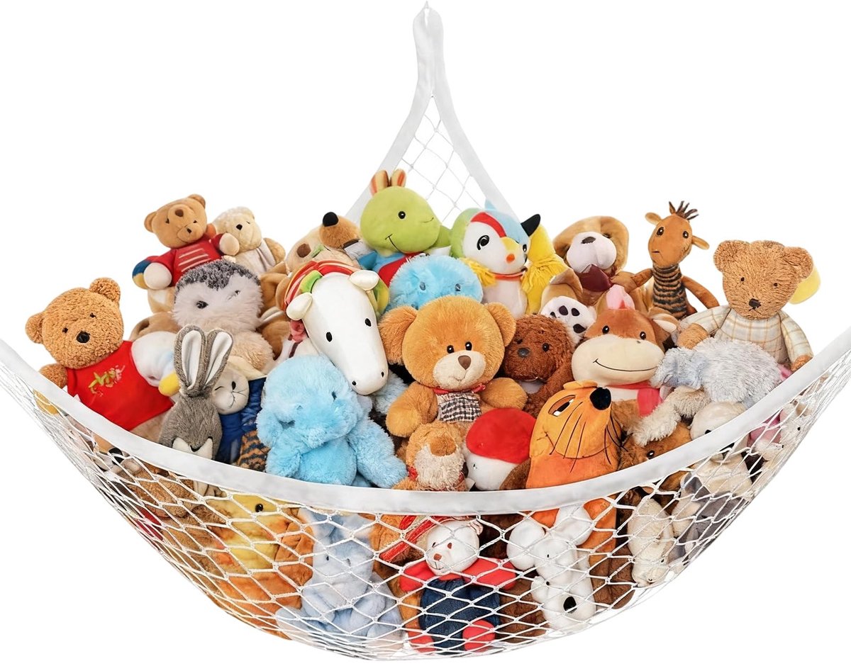 pluche hangmat, decoratie voor kinderkamer, speelgoednet, geschikt voor het opbergen en stapelen van pluche dieren in de kinderkamer