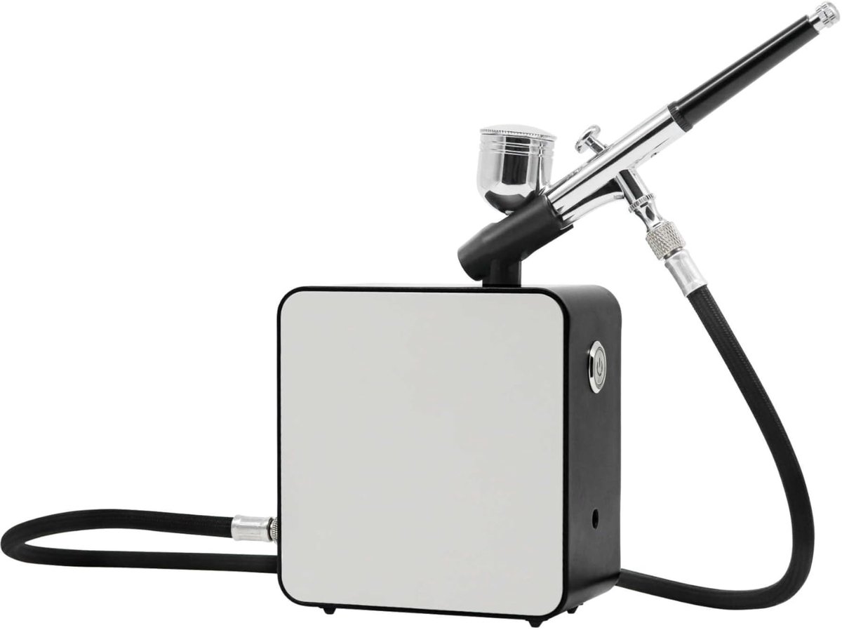 airbrushset met compressor, vintage design, 20 psi, gemakkelijk voor beginners, ideaal voor kunst, graffiti, make-up, taartdecoratie, nagelkunst en modelbouw