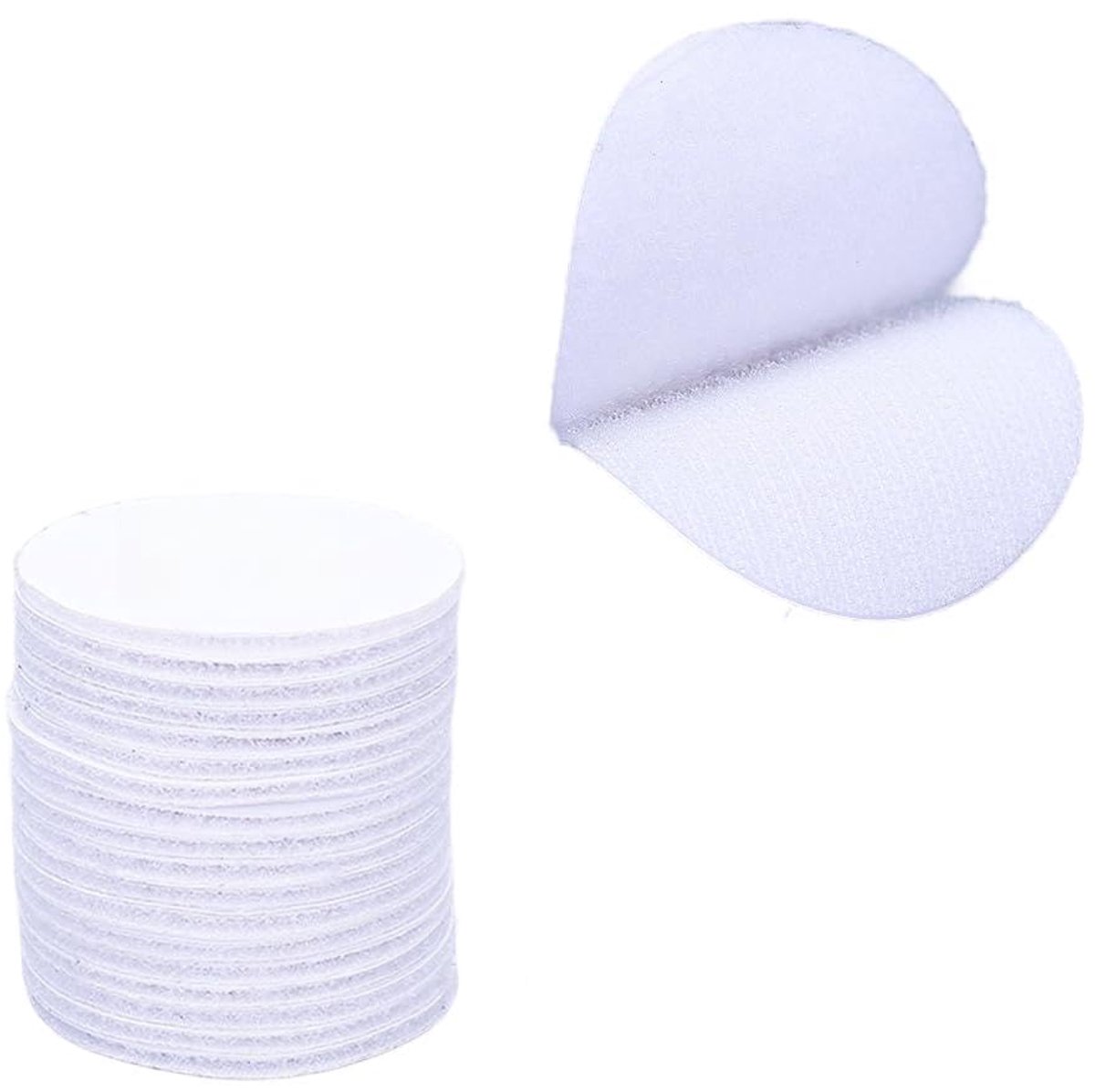 Klittenbandpunten, 48 stuks, zelfklevende klittenbandpunten, geschikt voor papier, kunststof, glas, leer, metaal, kledingstukken (24 paar, 50 mm) (wit)