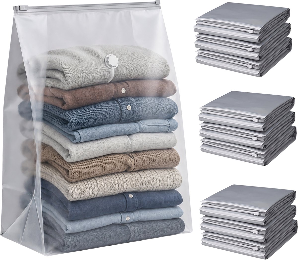 Vacuümzakken - set van 10 - 80x100 cm - grijs