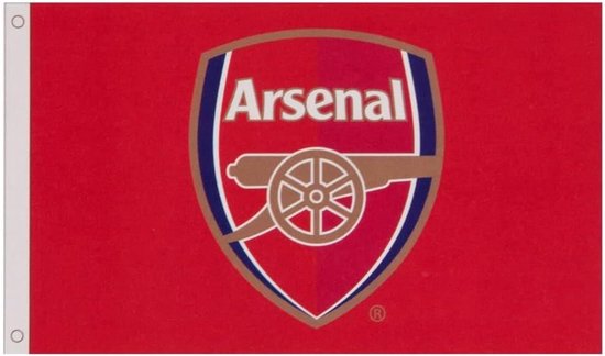 Arsenal FC vlag in rood met het officiële wapenschild.