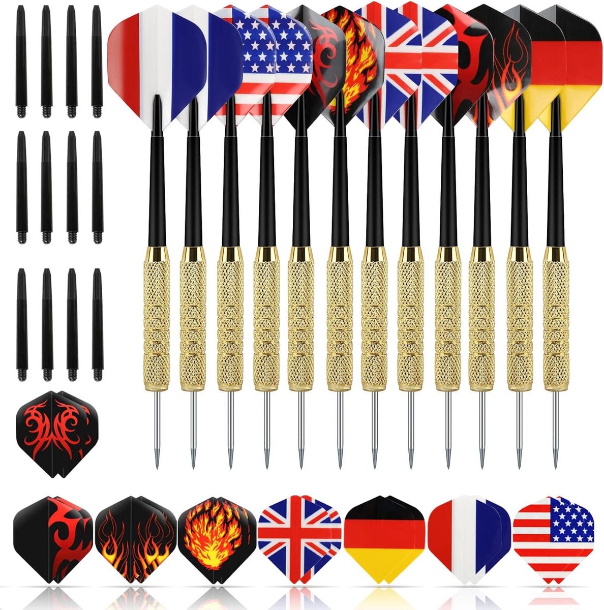 Stalen Tip Darts - Dartpijlen Set - Indoor Recreatie - Messing Geplateerde Vaten - 15cm - Meerkleurig