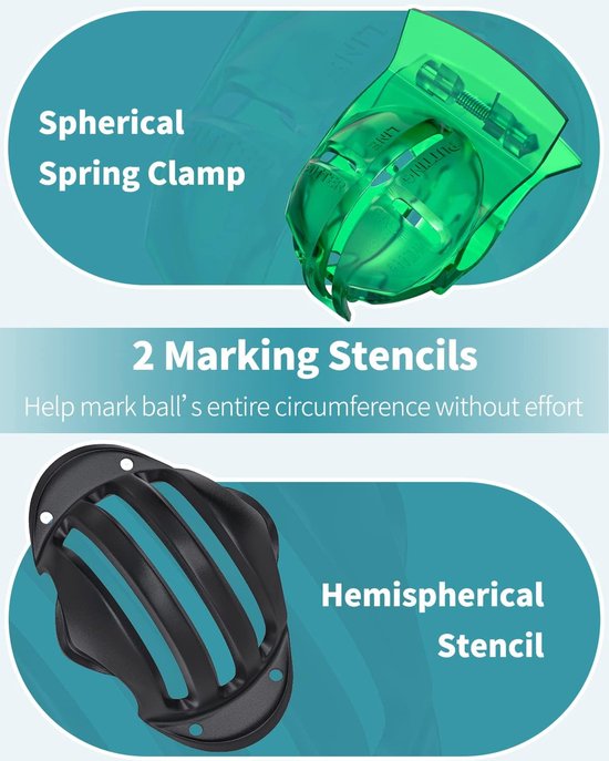 2 Stuks Golfbal Liner Templates voor Putt Lineaire Uitlijning met Klem en Tri-Line Sjablonen, Golf Tekenhulpmiddel met Kruis Pijl en Tri-Line Patronen — afbeelding 5