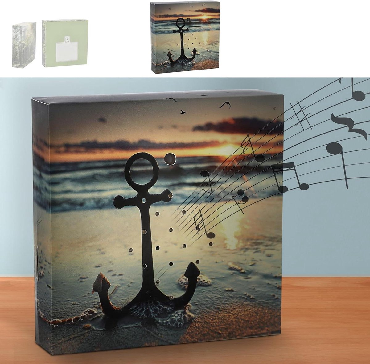 Geluidsbox Bewegingssensor - Geluidsprojector Maritiem - Ontspannen Thuis - Instelbaar Volume - 12 x 12 x 3.5 cm - Meerkleurig