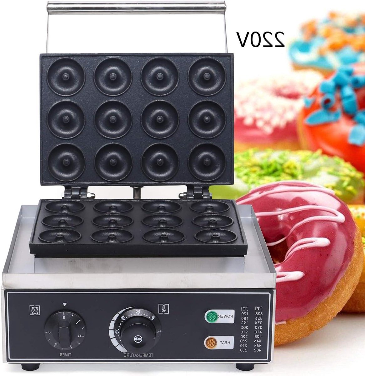 Donut Bakmachine - Donut Maker Wafelijzer - Snacks Maken - Met Teflon Coating - 41 x 38 x 26 cm