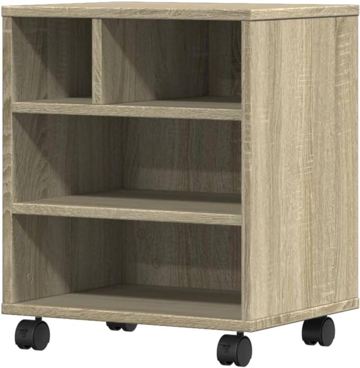 Printerkastje met wielen - Printerstandaard Mobiel archiefkastje - Werkplek organiseren - Vochtbestendig bewerkt hout - 41x32x48 cm - Sonoma eikenkleurig