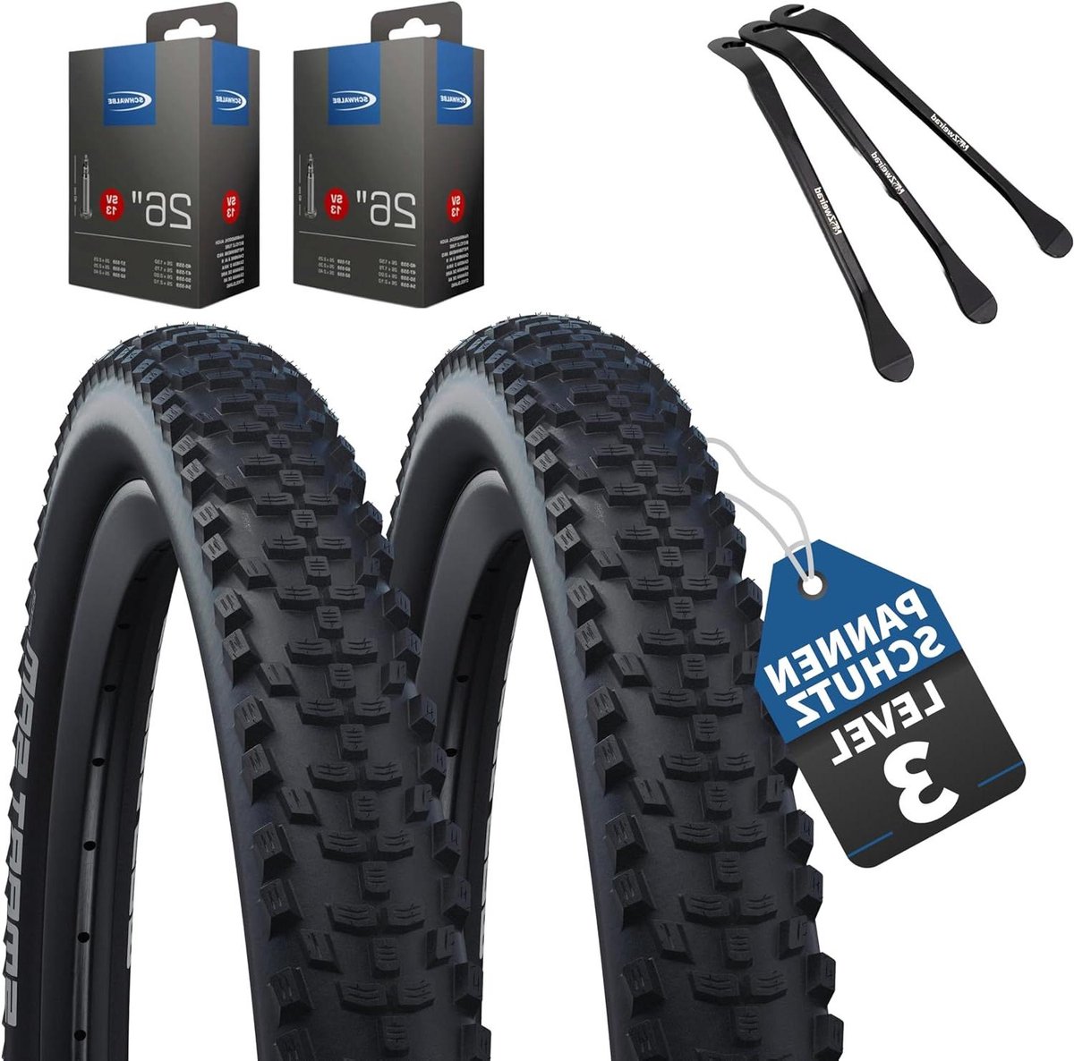 Fietsbanden Set - Banden en Slangen - Veelzijdig Fietsen - Robuust en Lekbestendig - 26 x 2.10 inch - Zwart