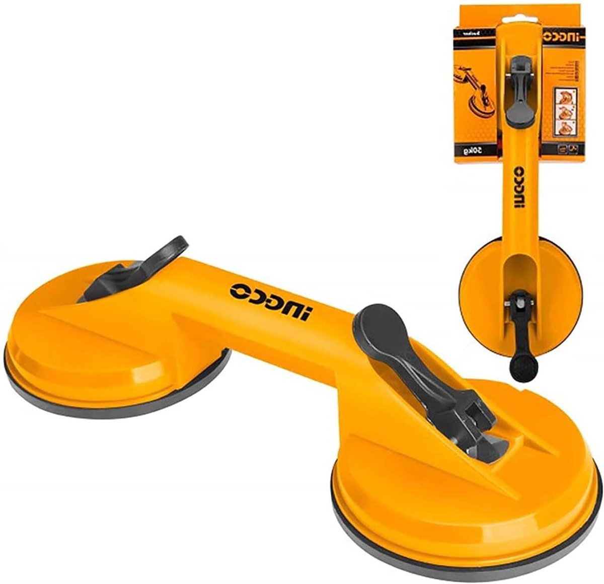 Dubbele Zuignap - Glaslifter - Platen Verplaatsen - Dubbele Zuigkracht - Ø 115 mm - Zwart