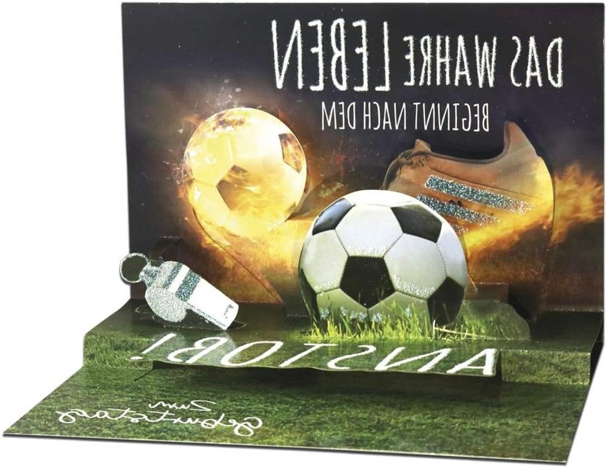 3D Pop-Up Kaart - Verjaardagskaart Wenskaart - Verjaardag Vieren - Voetbal Thema - DIN A6 - Multicolor