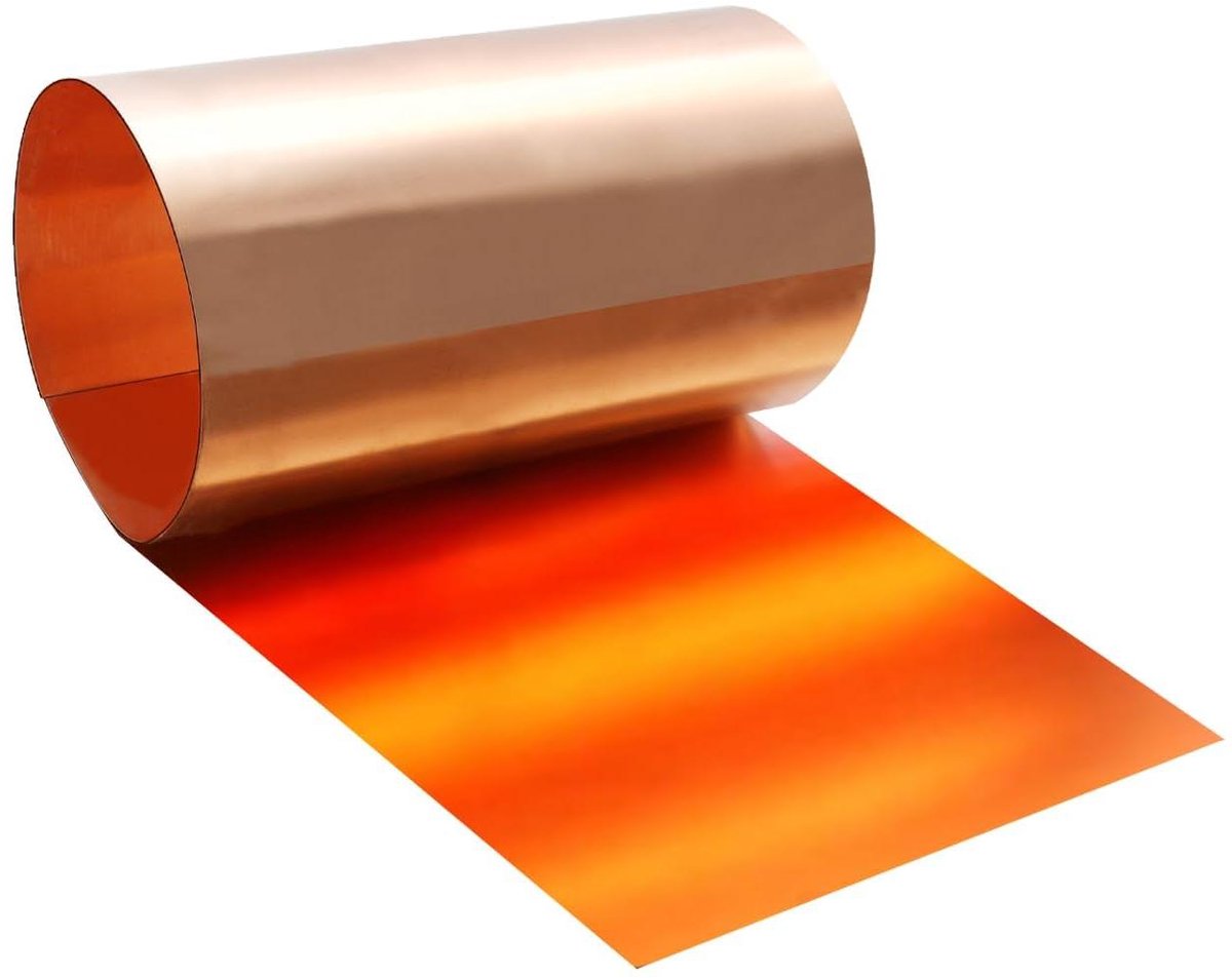 Koperen Plaatrol - Koperfolie Rol - Doe-het-zelf Projecten - 999% Zuiver Koper - 1000 x 200 mm - Koperkleurig
