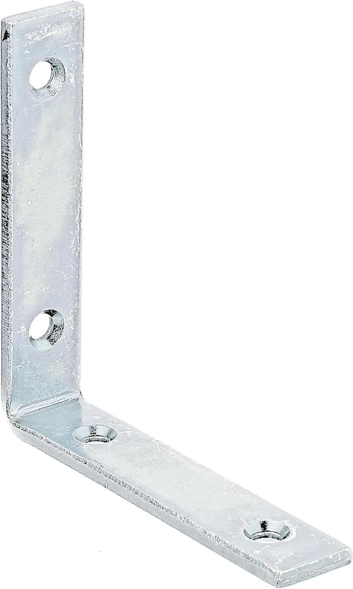 Versterkte Hoekverbinder - Metaal L-hoek - Meubels Versterken - Verzinkt Staal - 100 x 100 mm - Zilverkleurig