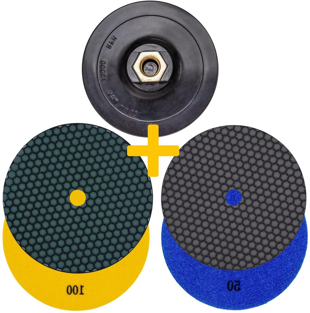 Diamant Slijppad Set - Schuurpad Diamant - Natuursteen Polijsten - Droog Slijpen - 125 mm - Grijs