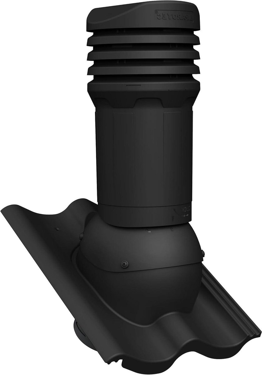Dakdoorvoer Ventilatie - Ventilatiekanaal Dak - Passieve Dakventilatie - Geïntegreerd Condenswater Afvoer - 125 mm Diameter - Zwart