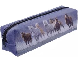 Pennenetui Paarden - Etui Schooletui - Organiseren van Spullen - Binnenbekleding - 19 x 5 x 5 cm - Paarden