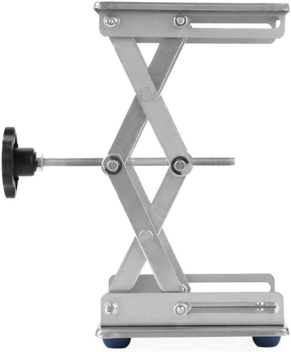 Schaarlift Tafel - Experiment Hefplatform - Laboratorium Gebruik - Hoogte Verstelbaar - 150x150x250mm - Zilver