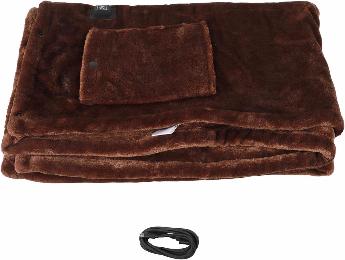 Elektrische Deken - Verwarmingsdeken Opladen - Warm Blijven - Snelle Verwarming - 100 x 80 cm - Bruin