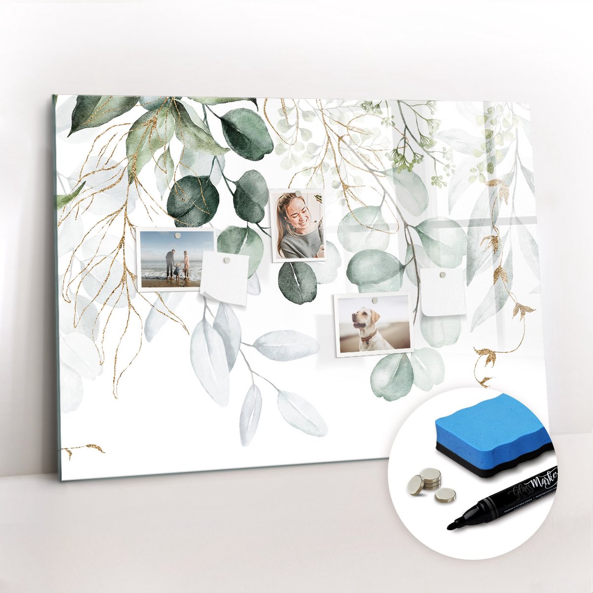 Tulup Whitebord - Hangplanten - 100 x 70 cm - Groente Magneetbord Design - Gratis 5 Sterke Magneten + Whiteboard Marker & Wisser - Design Memobord - Magnetisch Wandbord - Inspiratiebord Kantoor