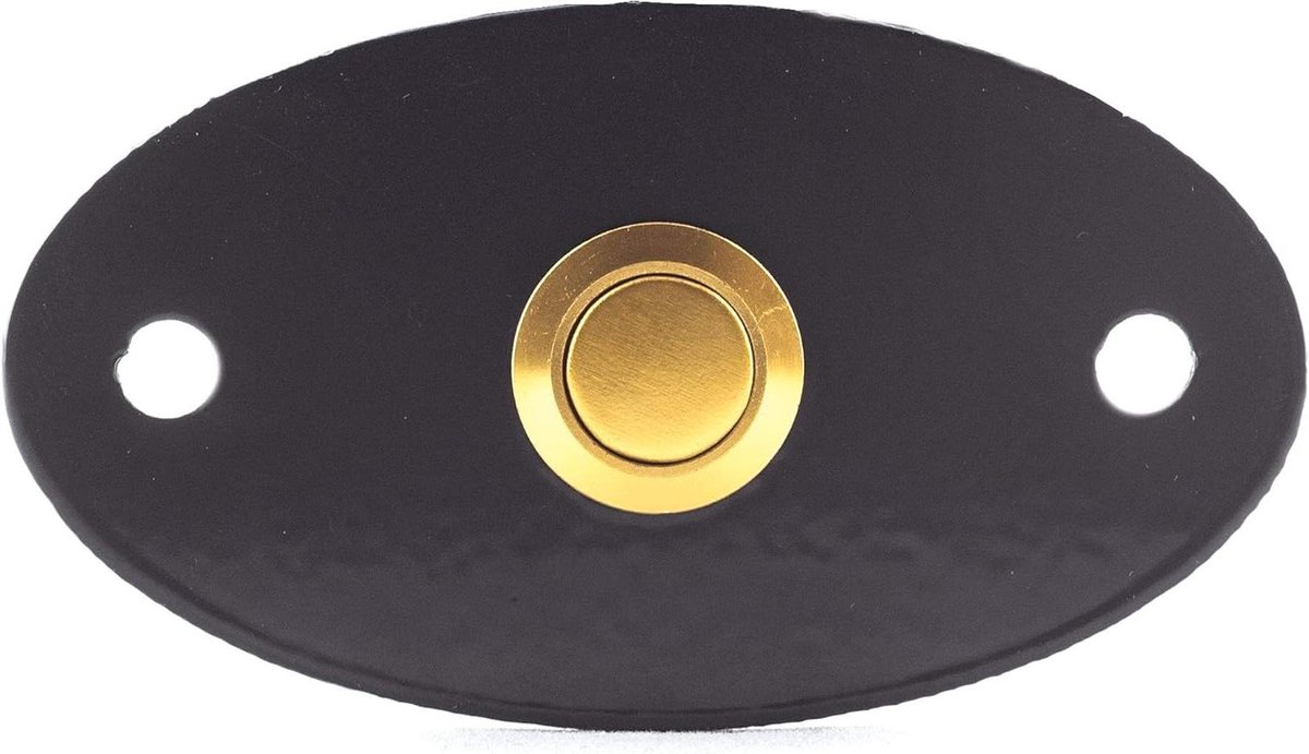 Belplaat Deurbel - Drukknop Plaat - Voordeur Afwerking - Krasbestendig Aluminium - 85 x 45 mm - Antraciet Goud