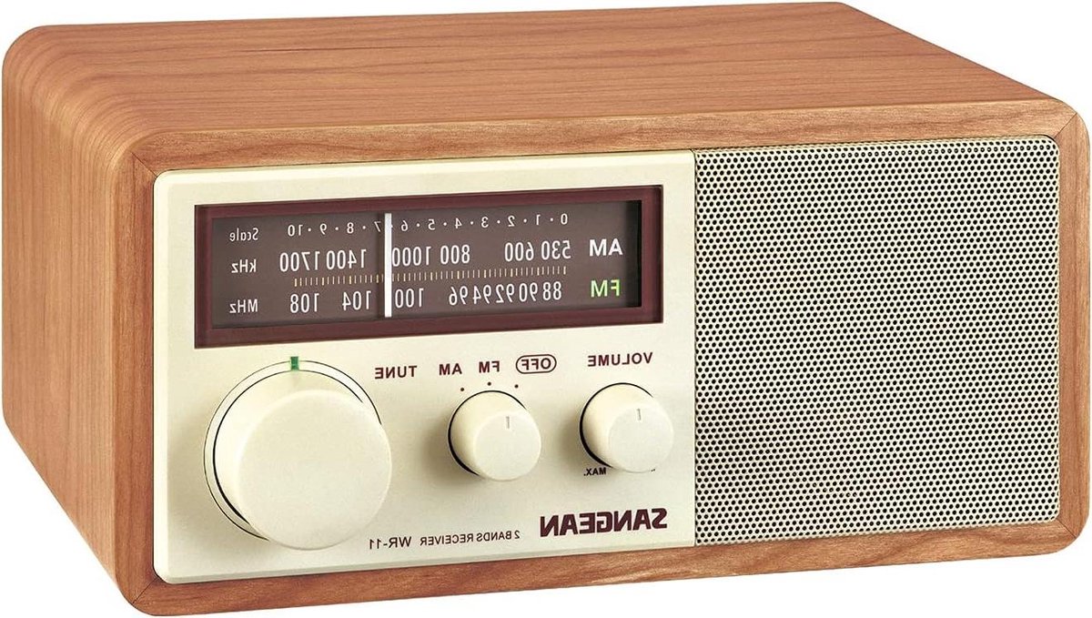 AM/FM Tafelradio - Radio Ontvanger - Muziek Luisteren - Houtfineer Kast - 23.81 x 17.15 x 11.87 cm - Walnoot