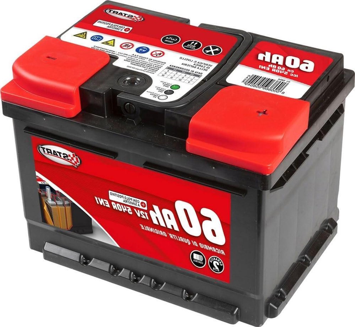 Autobatterij - Startaccu Autoaccu - Auto Starten - Onderhoudsvrij - 24 x 17.5 x 19 cm - Zwart