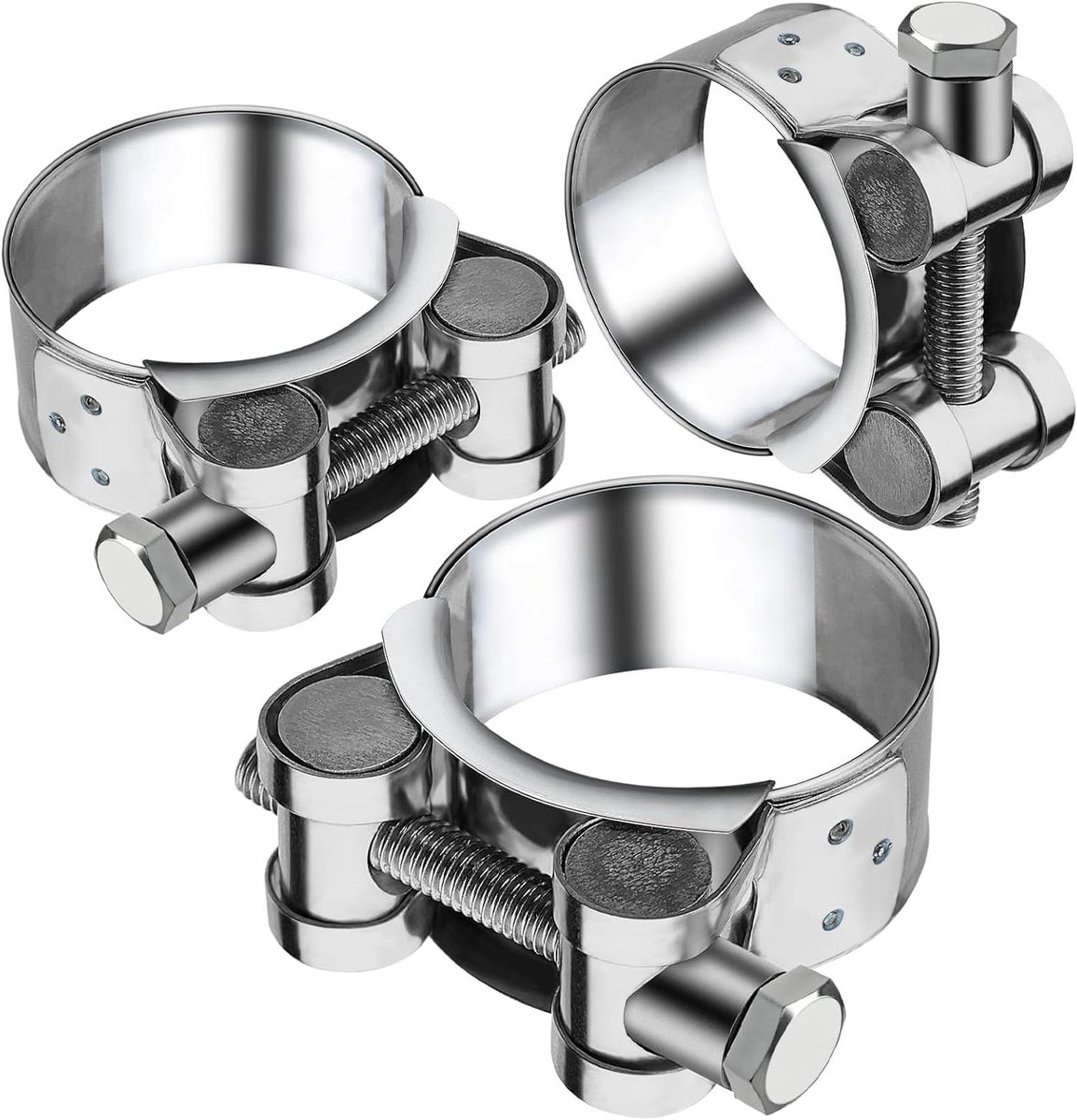 Uitlaat Klem Set - Universele Klemmen - Auto Onderhoud - Roestvrij Staal - 60-63 mm - Zilverkleurig
