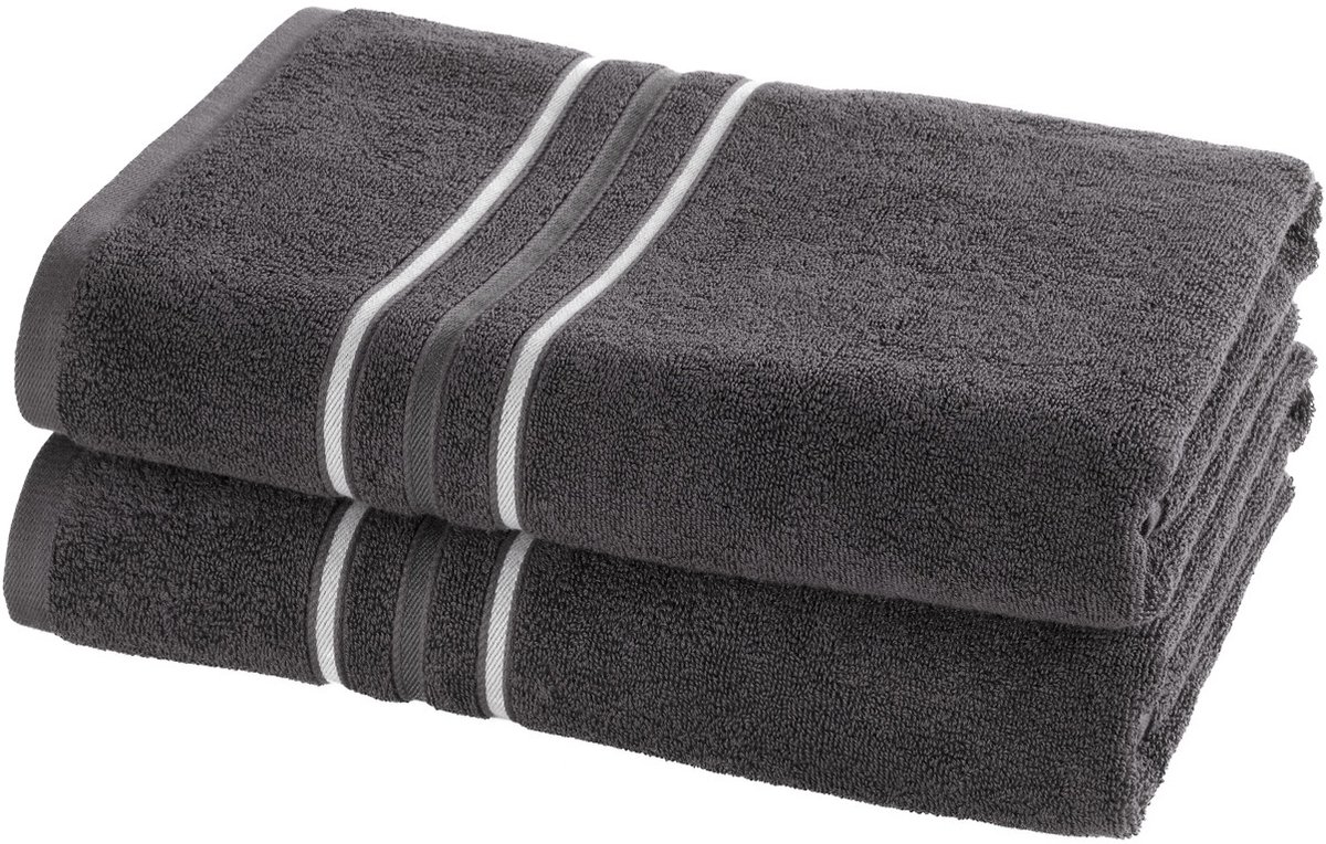 Moodit Douchelaken Dark Grey - set 2 st. - 70 x 140 cm - 100% Katoen