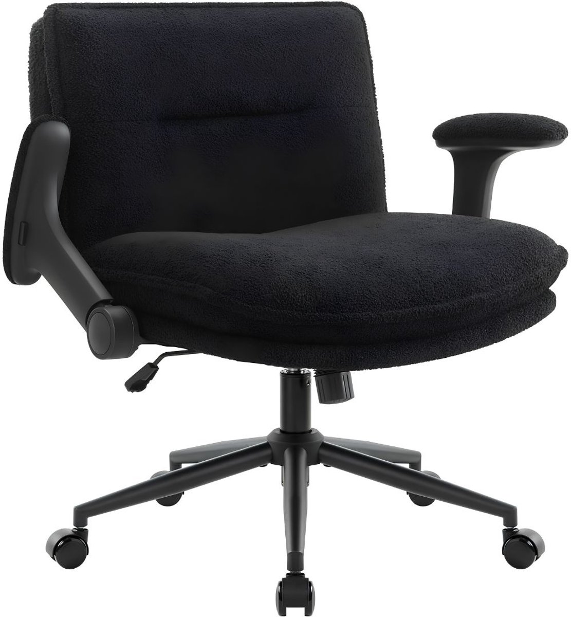SP® Ergonomische bureaustoel - In hoogte verstelbare kruisstoelen voor thuiskantoor, slaapkamer - Draaistoel - In hoogte verstelbaar - Zwart - 50cm x 64cm x 88cm