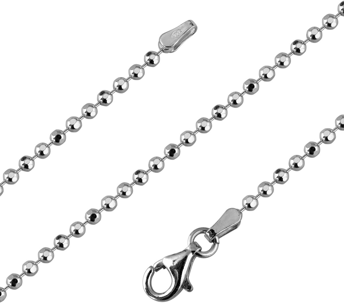 925 zilver dames halsketting zilveren ketting 2 mm in lengte 42 45 50 60 70 80 90 cm beschikbaar 101061-0, 45 cm, Sterling zilver, Edelsteen