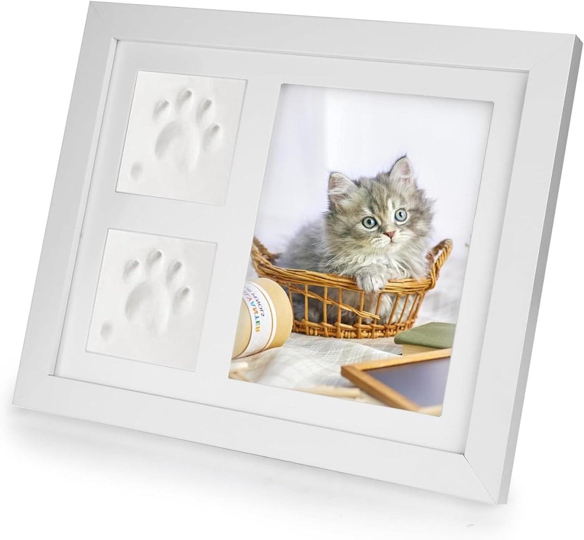 Pootafdruk Set - Gipsafdruk Huisdier - Herinnering Vastleggen - Inclusief Fotolijst - 279 cm Breed - Wit
