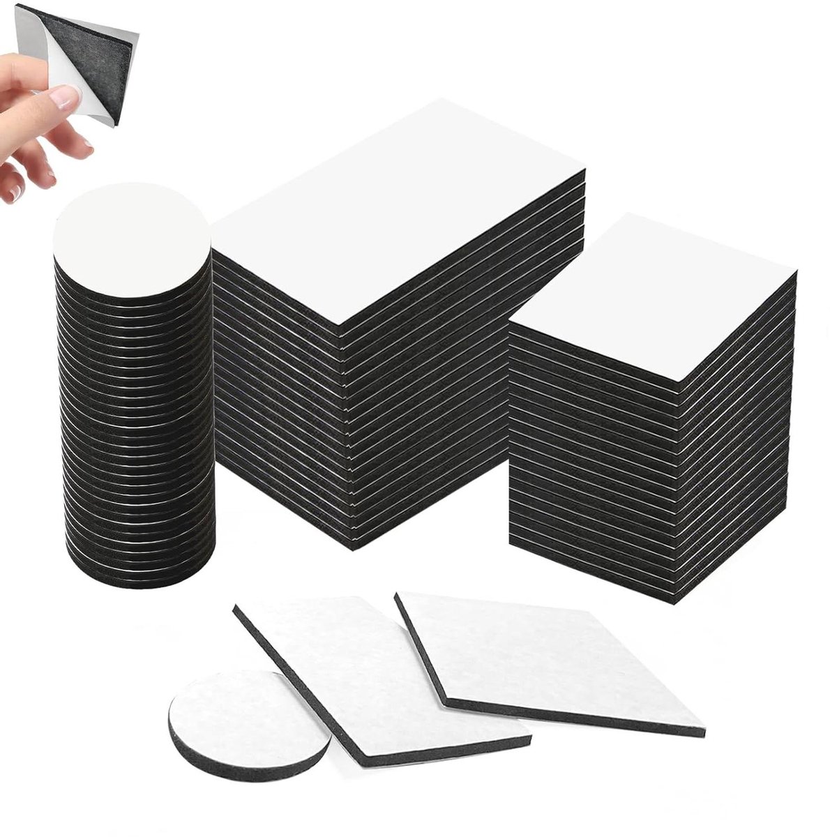 Dubbelzijdige Kleefpads - Schuim Kleefstrips - Vastzetten Decoratie - Waterdicht Hittebestendig - 70 Stuks - Zwart
