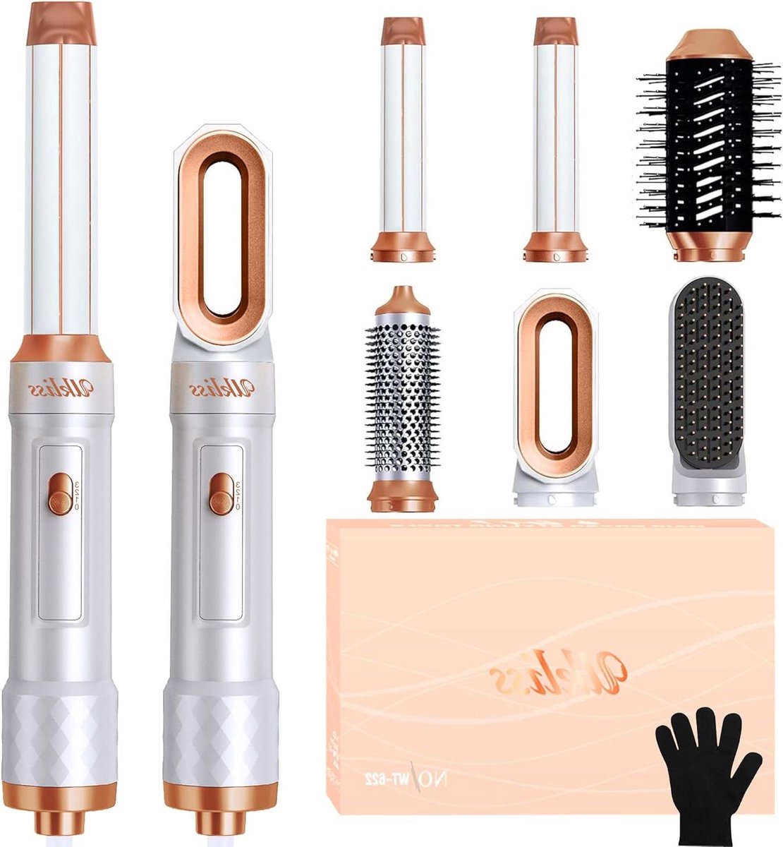 Haarstyler Set - Föhn Borstel - Haar Stijlen - 6-in-1 Opzetstukken - 26 x 8 x 20 cm - Wit