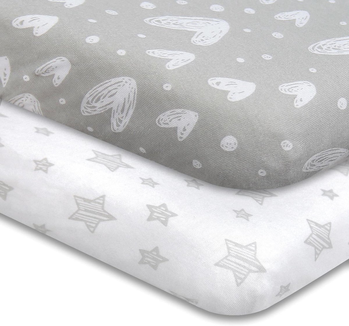 Wiegmatras Hoeslaken - Baby Laken - Baby Bedding - Jersey Gebreid Katoen - 52 x 28 Inch - Wit Ster Hart