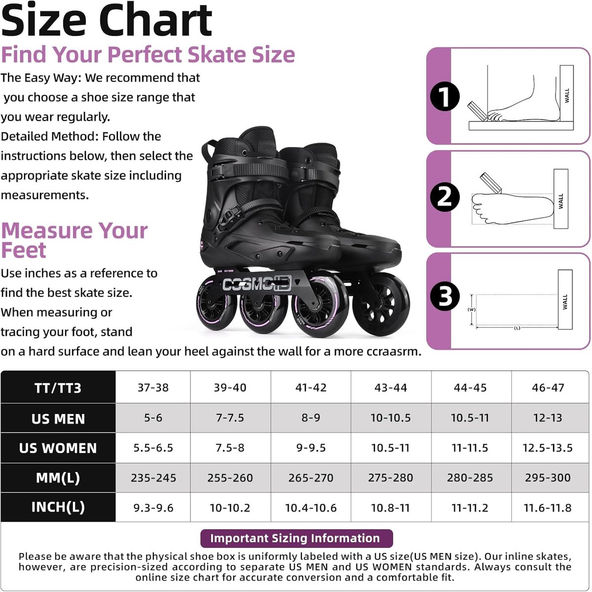 Inline skates - Rolschaatsen Fitness skates - Buiten skaten - 110mm wielen - EU 39-40 - Zwart