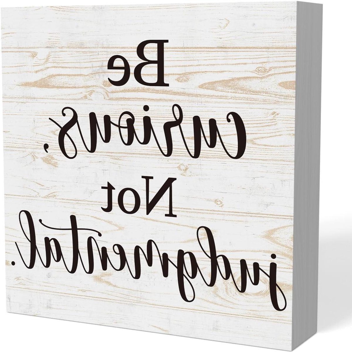 Houten Decoratie - Bureau Accessoires - Woonkamer Decoratie - Rustieke Stijl - 12.2 x 13.2cm - Houtkleur