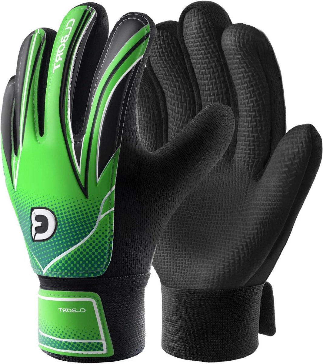 Keepershandschoenen Kinderen - Voetbalhandschoenen Jeugd - Bal Vangen - Dubbele Polsbescherming - Maat 6 - Groen