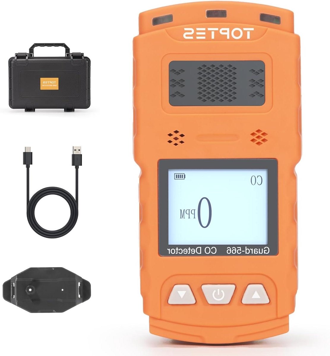 Draagbare CO-melder - Koolmonoxidemelder Alarm - Veiligheid Thuis - Oplaadbaar Met Rugclip - 168 Uur Stand-by - Oranje