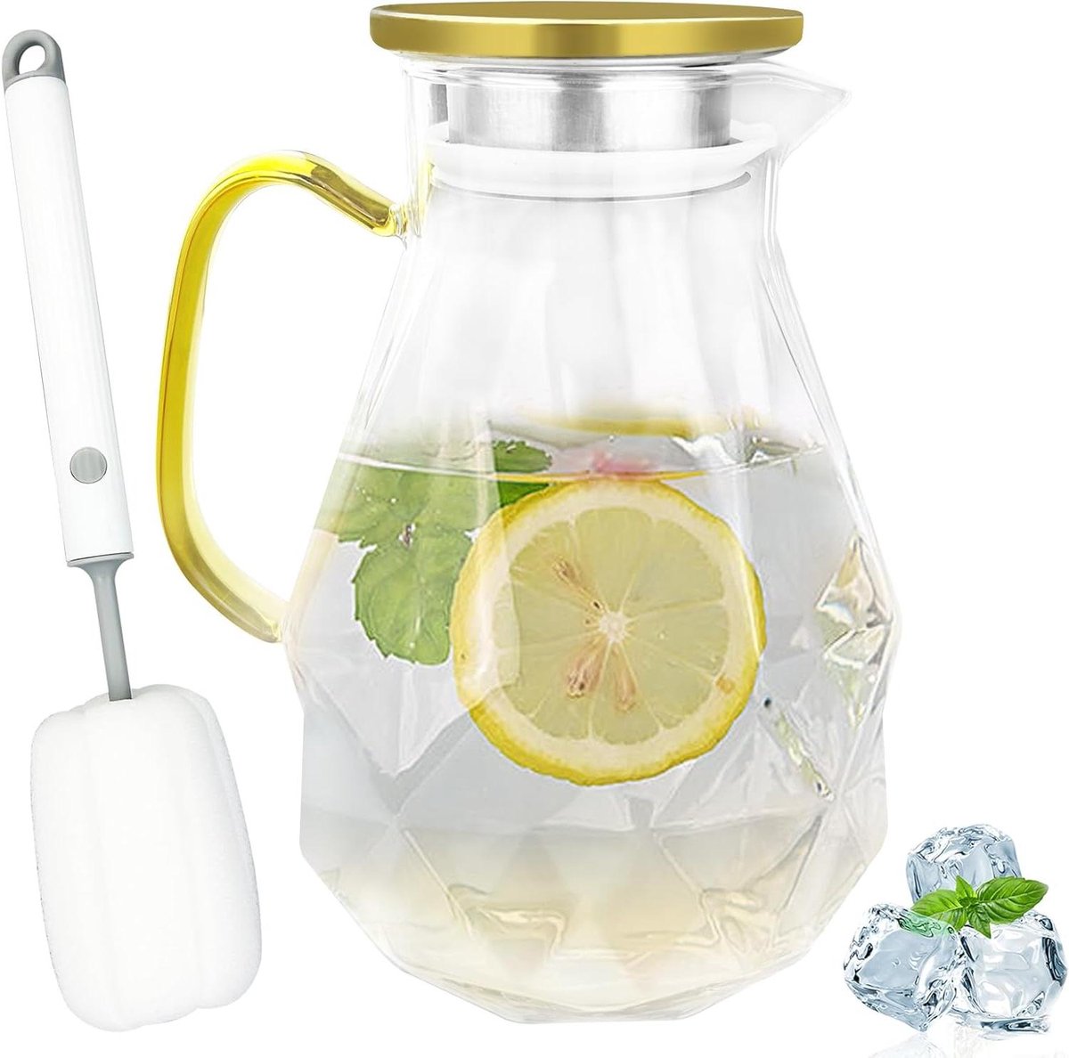 Waterkoker met Handgrepen - Karaf Waterkan - Dranken Serveren - Hittebestendig Glas - 2.2 Liter - Transparant