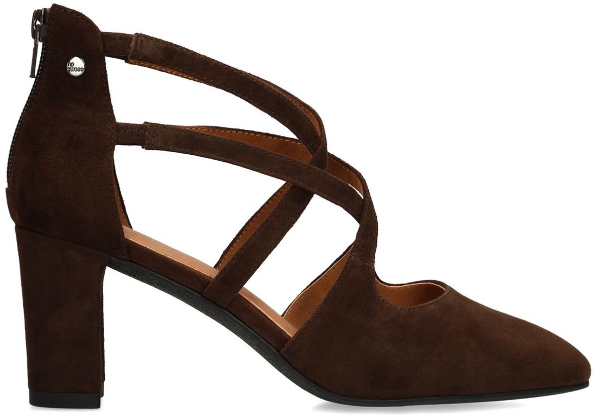 No Stress - Dames - Donkerbruine suède pumps - Maat 38