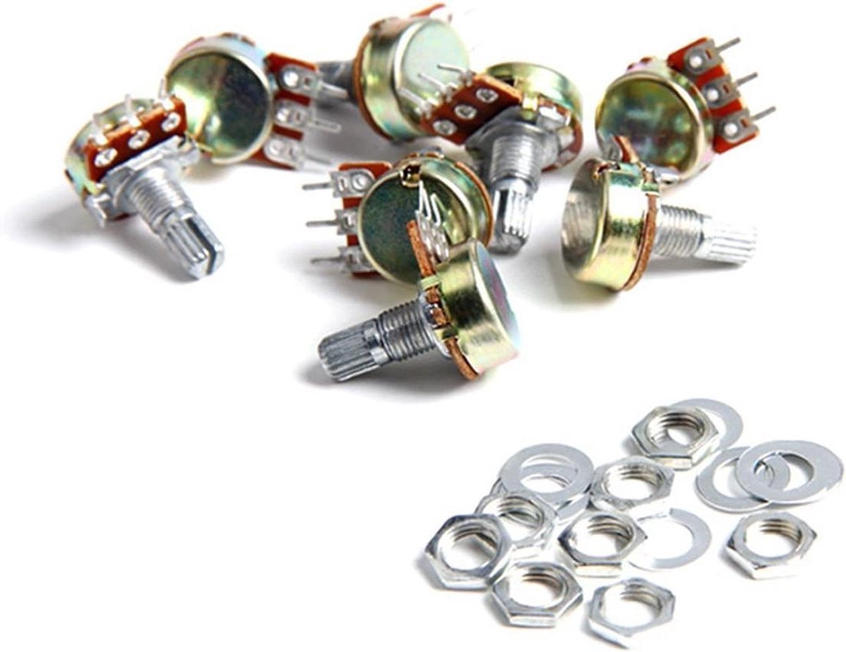 Draaipotentiometer Set - Variabele Weerstanden - Regelen Geluidsvolume - Lineaire Aanpassing - 10 Stuks - Zilverkleurig