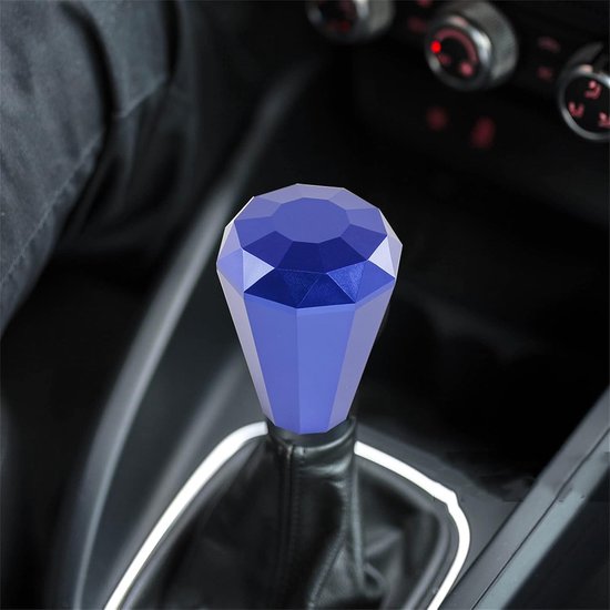 Universele Schakelpookknop - Versnellingspook Aluminium - Auto Interieur Verbeteren - Diamant Vorm Design - Met 3 Adapters - Blauw van universele — afbeelding 4