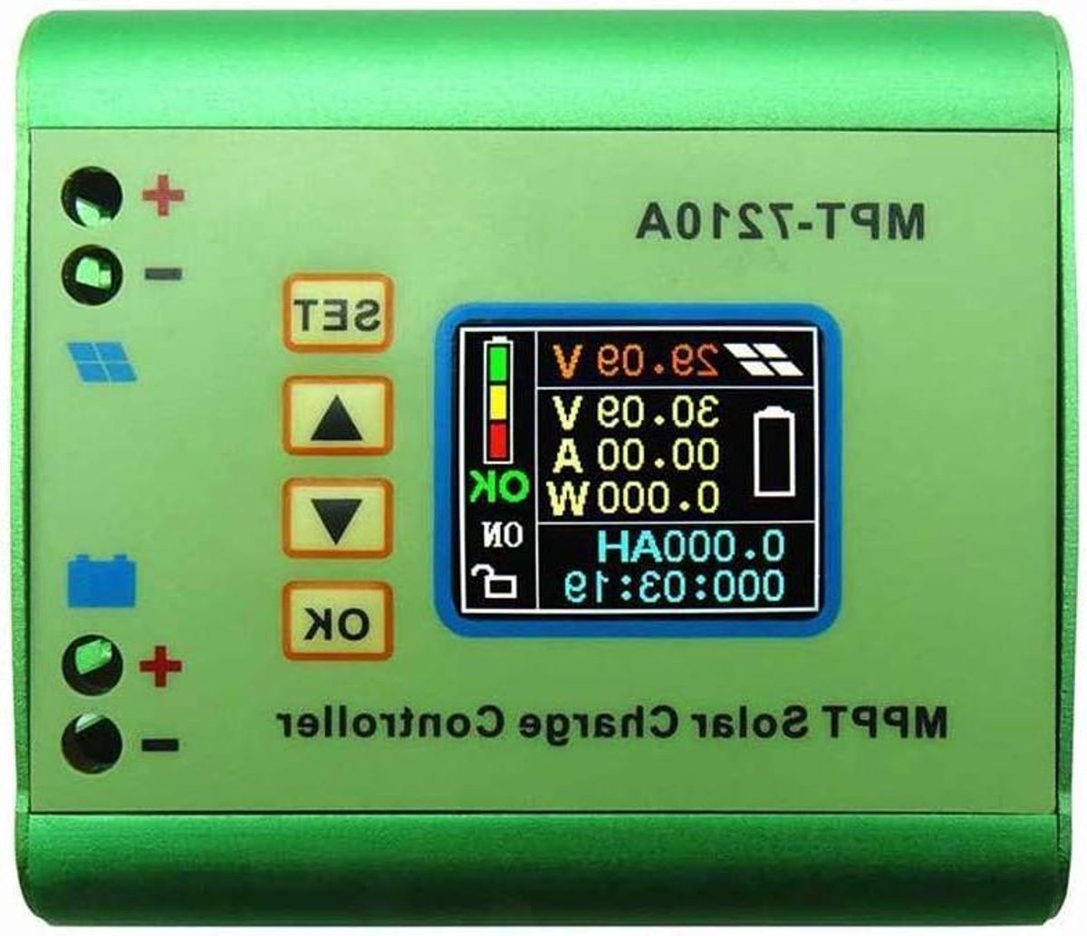 Zonnepaneel Laadregelaar - MPPT Regulator - Accu Laden - LCD Scherm - 600W Vermogen - Zwart