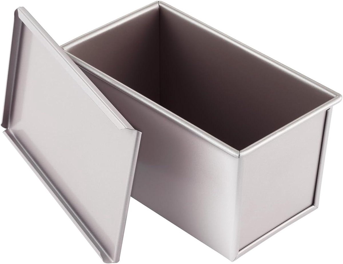Broodpan met deksel - Toastvorm bakblik - Brood bakken - Anti-aanbak laag - 21 cm lengte - Grijs