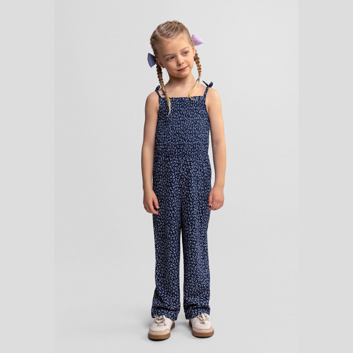 Minoti jumpsuit meisjes bloemenprint donkerblauw - relaxte