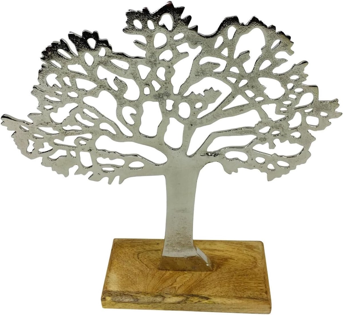Levensboom Sculptuur - Woondecoratie Metaal - Sieraden Organiseren - Gepolijst Aluminium - 26 x 23 cm - Zilver — cadeau in Wonen & Interieur - foto 2