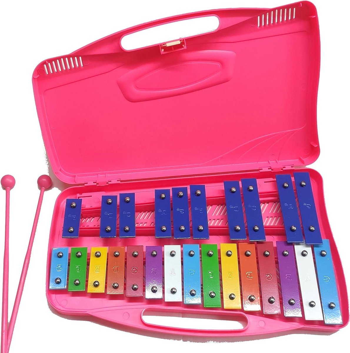 Chromatisch Klokkenspel - Muziek Speelgoed - Muziek Maken - 25 Gekleurde Platen - 396 cm - Roze