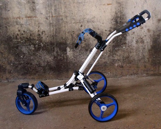 Golftrolley - Golfkar - Baan vervoeren - 360 graden voorwiel - 74 x 30 x 30 cm - Blauw wit — afbeelding 5