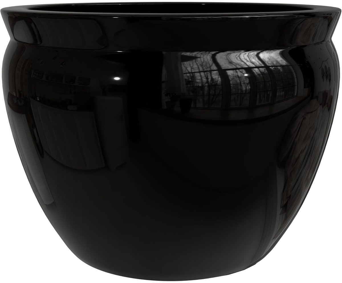Furniture 12" Solid Black Porcelain Fishbowl