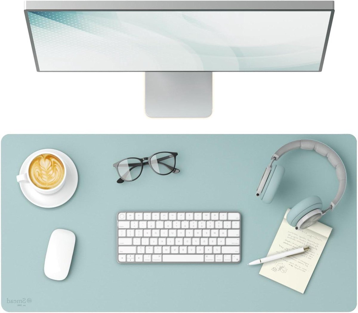 Bureauonderlegger Vegan Leer - Bureau Mat - Werkplek Organiseren - Antislip Achterkant - 80 x 40 cm - Blauw