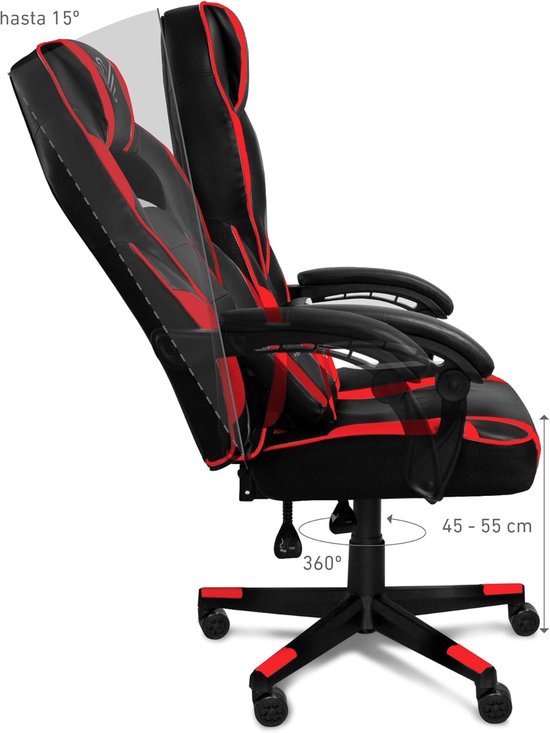 Comfortabele Bureaustoel - Ergonomische Stoel - Thuiswerken - Verstelbare Rugleuning - 77 x 64 x 77 cm - Rood — afbeelding 3